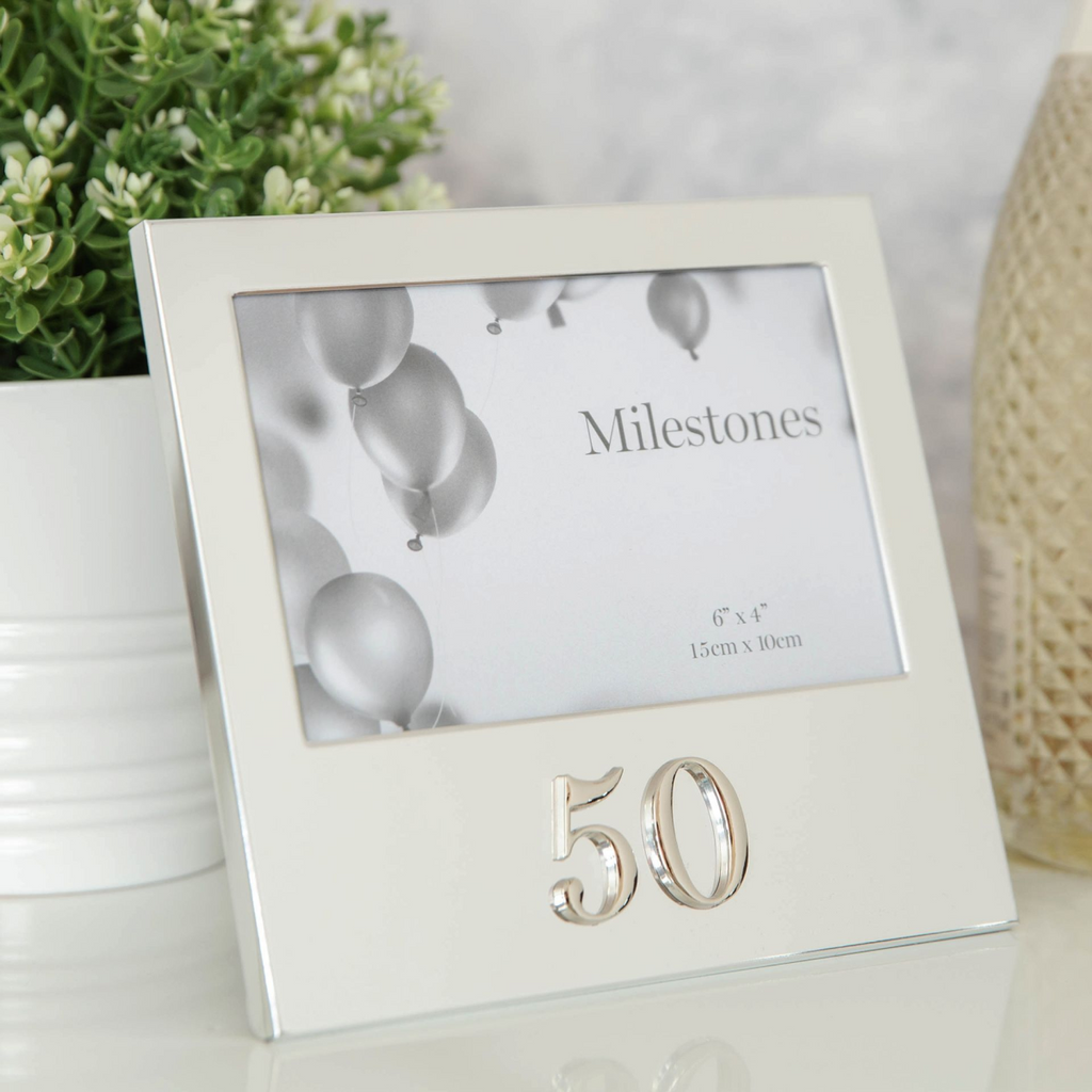Milestones Aluminium Photo Frame with 3D Number 6" x 4" - 50