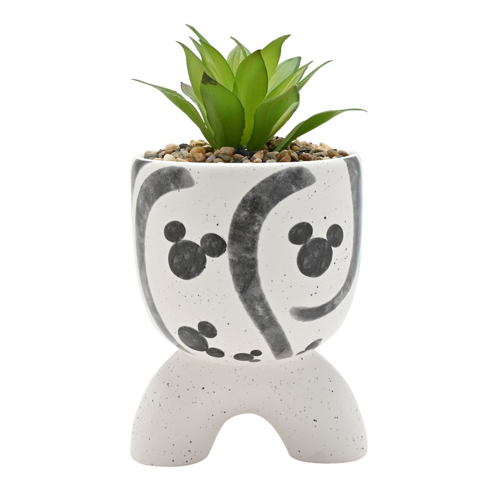 Disney Mickey Shapes Arch-Footed Planter with Faux Plant – product view 1