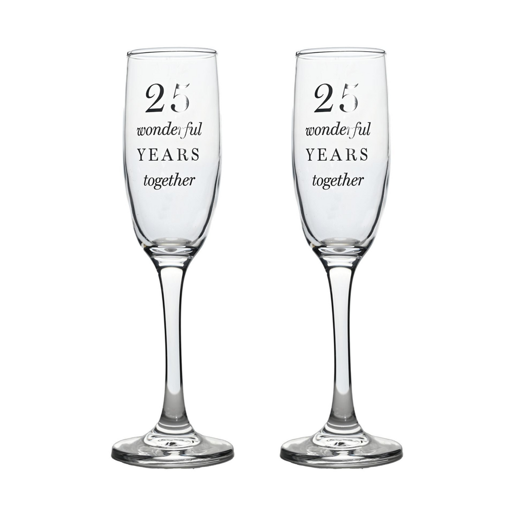 Amore Champagne Flutes Set of 2 - 25th Anniversary