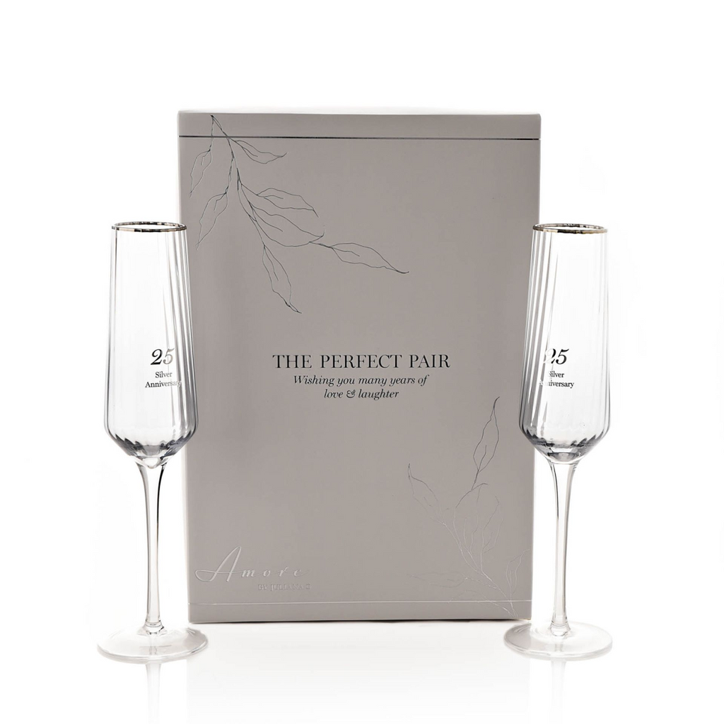 Amore Set of 2 Flute Glasses - 25th Anniversary