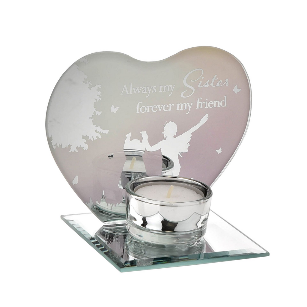 Heart Shape Glass Tealight Holder - Sisters *(36/12)*