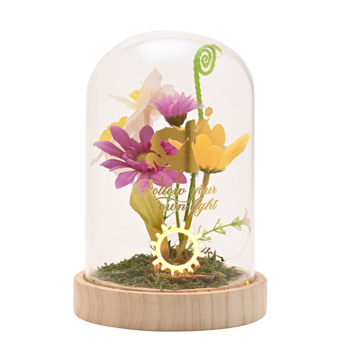 Disney Pastel Princess Florals In A Cloche With Neon Light - Rapunzel