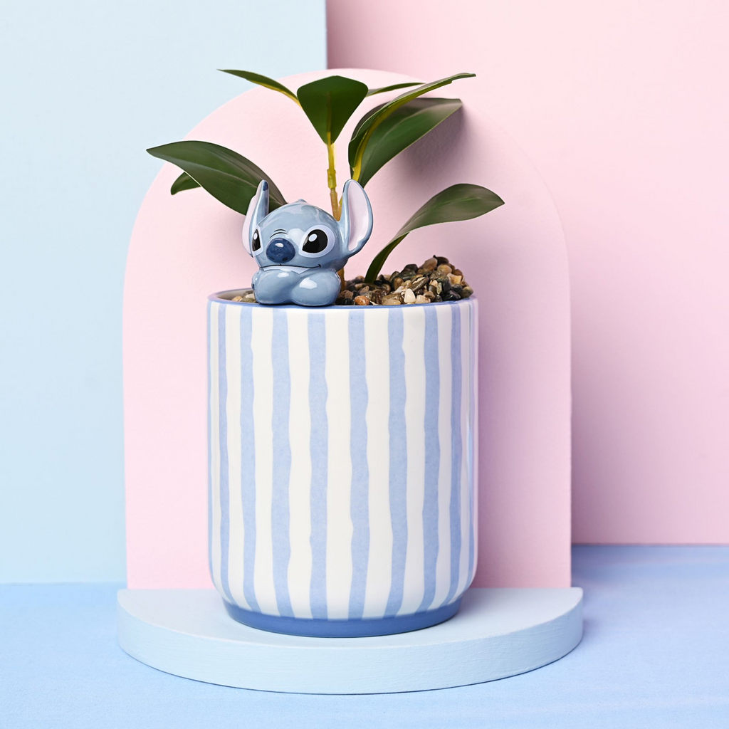 Disney Stitch Planter with 3D Stitch & Faux Plant – product view 1