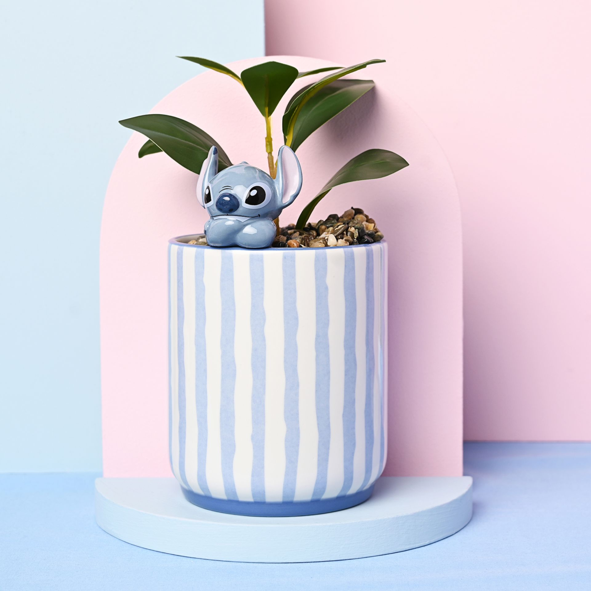 Disney Stitch Planter with 3D Stitch & Faux Plant – product view 1