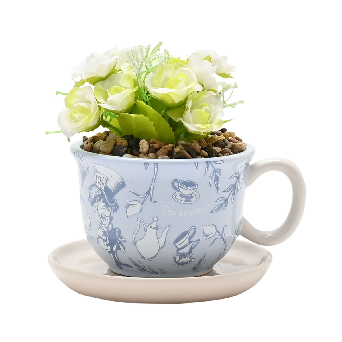 Disney Alice in Wonderland Teacup Planter with Faux Plant – product view 1