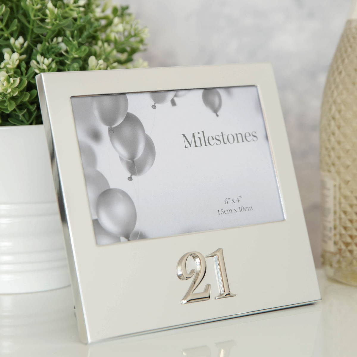 Milestones Aluminium Photo Frame with 3D Number 6" x 4" - 21